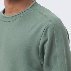 Alta calidad Otoño Invierno 100% algodón hombres polar grueso con capucha pulóver Color sólido sudadera bordado liso teñido - Product Image 5