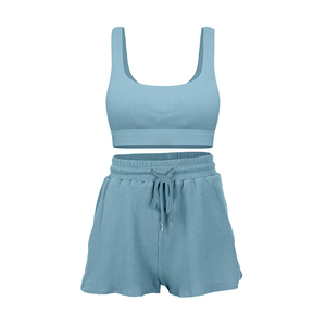 Ensemble court et mignon de styliste d'été, vêtements de détente personnalisés, ensemble court 2 pièces pour femmes - Product Image 3