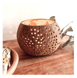 Handcrafted <b>Coconut</b> Shell Tea Light Holder-Minimalist <b>Candle</b> Stand Bowl for Weddings & Home Decor | VIET FARGIMEX - Product Image 2