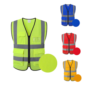 Chaleco de construcción de malla de poliéster, ropa de trabajo con múltiples bolsillos, chaqueta, ropa de seguridad reflectante, chaleco con cremallera - Product Image 1