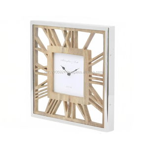 Horloge de table carrée en acier inoxydable de luxe |   Horloge de bureau décorative de style antique |   Affichage numérique Mouvement électronique Décoration intérieure - Product Image 4