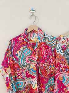 Ensemble de pyjama en coton 100% à imprimé floral pour femmes, col en V, fermeture à boutons, manches longues, tissu tissé 360g, vêtements de nuit de luxe pour l'été, cadeau pour - Product Image 5