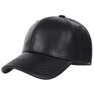 Sombrero clásico de calidad superior personalizado al aire libre bordado Logo 100% Pu Material de cuero gorra para hombre gorra de béisbol sombreros de cuero negro - Product Image 2