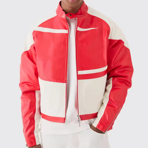 Online Wholesale Outdoor High Quality Chenille Embroidery Logo Outdoor Motorcycle <b>Jacket</b> Genuine Leather <b>Racing</b> <b>Jacket</b> for Men - Product Image 2