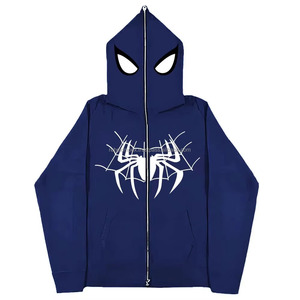 Spider Style Mens Custom Zip-Up Hoodie Fleece-Lined Cotton, Warm & Transpirable Winter Streetwear - Product Image 3