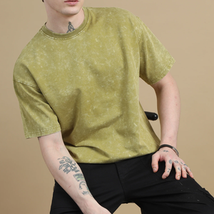 เสื้อยืดผู้ชายซักด้วยกรดทำจากโรงงานสีที่กำหนดเองและขายดี - Product Image 2