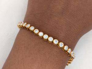 4.50 Ct Round Cut Lab Grown Diamond Tennis <b>Bracelet</b>, Classic Wedding <b>Bracelet</b> for Women's, <b>Solid</b> 10K/14K Bezel Set Yellow Gold - Product Image 5