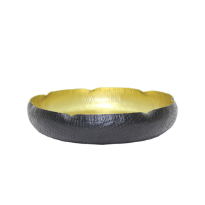 Ensemble de 2 bols de service en métal pour ustensiles de cuisine finis noir et or bleu et or pour décor de vaisselle fait à la main - Product Image 1