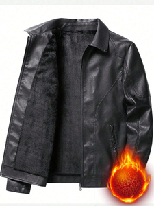 Men's <b>Winter</b> Safari <b>Jacket</b> 100% Genuine <b>Leather</b> Woolen Cotton Breathable Warm Streetwear Plus Size Design Feathers Sheep Fur - Product Image 5