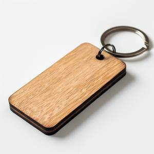 Porte-clés rectangulaire personnalisé en bois vierge pour plaque d'immatriculation, promotionnel, en gros - Product Image 4