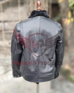 Venta caliente Hasnain Hombres Genuino Vaca Natural Molido Cuero Vuelo Chaqueta de estilo clásico para el invierno - Product Image 3