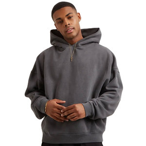 80% coton 20% polyester épaules tombantes pull style croix sur décolleté ourlet côtelé et poignets sweat à capuche surdimensionné hommes - Product Image 6