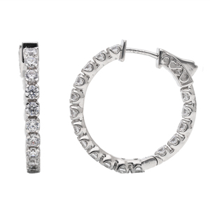 ต่างหูห่วงภายในออกทองสีเหลือง14K พร้อมเพชรทรงกลมหรูหราสดใสสง่างามเหนือกาลเวลา - Product Image 3