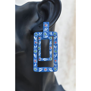 Mattefinishing Meenakari Partywear,ต่างหูทองเหลืองแบบห่วงสำหรับเด็กหญิงและสตรี - Product Image 1