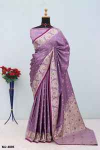 Most Beautiful Wedding and Festival Wear premium <b>Satin</b> Silk <b>Saree</b> Collections with Silk Blouse with weaving Work Border Saee - Product Image 3