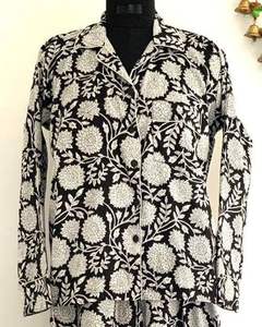 ชุดนอนผ้าฝ้ายแท้100% ลายดอกไม้สีดำและสีขาวสำหรับทุกเพศชุดนอน & ชุดอยู่บ้านสำหรับใช้ในชีวิตประจำวันของผู้หญิง - Product Image 6