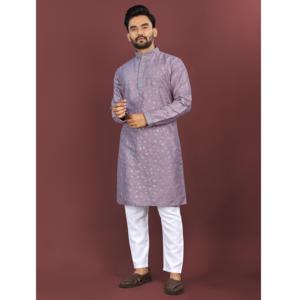 Premium qualité Maruti mode hommes traditionnel soyeux soie Kurta pyjama modèle MF870 coupe régulière multi-travail brodé fleur - Product Image 1