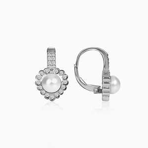 ต่างหูเงินรูปหัวใจสุดโรแมนติกพร้อมจี้ไข่มุกเพทายเป็นประกายของขวัญเครื่องประดับทันสมัย - Product Image 1