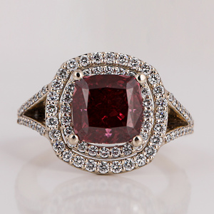 Custom Pink <b>Cushion</b> Cut Lab Grown Diamond Double Halo 14KT Solid Gold Jewelry Latest Design Bling Engagement Ring for Girl - Product Image 1