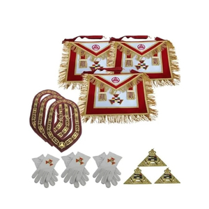 Masonic Regalia Royal Arch Apron Set-High Priest's Full Embroidered Apron (3 Sets) Durable Shape Eco-Friendly Safety <b>Pin</b> <b>Badge</b> - Product Image 2