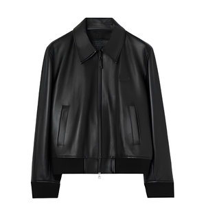 PU <b>Leather</b> Windproof Stand Collar Zipper Closure Winter Casual <b>Men's</b> Motorcycle Bomber <b>Jacket</b> Black Brown OEM - Product Image 1