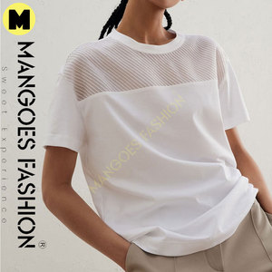 T-shirt en jersey de coton léger uni pour femme, avec logo éblouissant, nouvelle mode, manches courtes, respirant, idéal pour l'été, vente en gros - Product Image 3