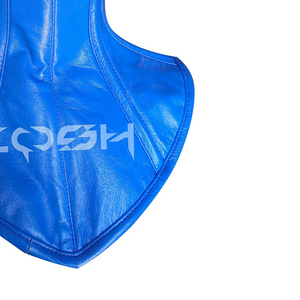 Corset de cou gothique à col haut en similicuir bleu avec baleines en acier pour fétichistes - Product Image 5