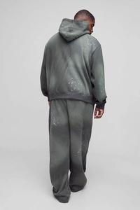 Fabricant de vêtements, survêtement en coton vintage pour femmes, lavage à l'acide, délavé au soleil, imprimé bouffant, 2 pièces, sweat-shirt et pantalon évasé - Product Image 5