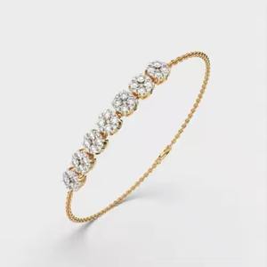 Bracelet de mariage en or jaune 18 ct avec diamant rond Cadeau de mariage - Product Image 3