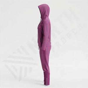 Survêtement de sport 2-en-1 en coton 100% de qualité supérieure pour femme, avec capuche, taille élastique, poids moyen, collection hiver 2025 – Vente en gros OEM - Product Image 3