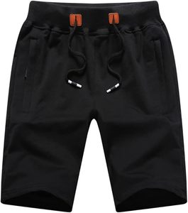 Short décontracté pour homme avec taille élastique et poches zippées Motif solide et décoration en dentelle - Product Image 1