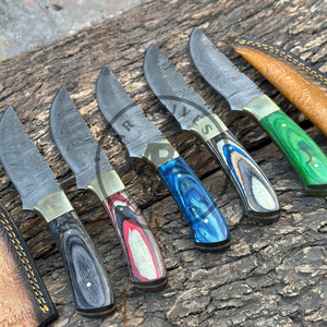 Professional Handmade Damascus Steel Hunting Camping Knife <b>Leather</b> Sheath 56HRC Hardness 3-Year Warranty-AR KNIVES B2B Wholesale - Product Image 3