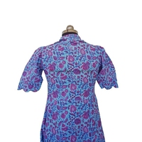 Robe longue en coton 100% écologique, motif délicat et fantaisiste, col en V, respirante, silhouette droite, idéale pour le bureau et les occasions professionnelles
