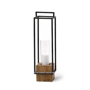 Latest 2024 Decorative Vintage Hanging Metal <b>Lantern</b> With Wooden Base for Events Parities & Wedding Decoration - Product Image 1