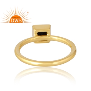 Latest Selling 925 Sterling <b>Silver</b> 18K Gold <b>Plated</b> Natural Black Onyx Gemstone Ring Demi Fine Jewelry Manufacturer - Product Image 2