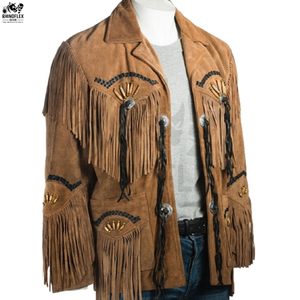 Veste d'hiver décontractée de conception personnalisée OEM pour hommes Veste respirante de grande taille pour homme en cuir véritable avec franges - Product Image 2