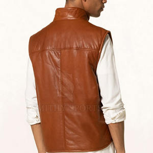 2024 hombres precio de fábrica hombres Chaleco de cuero nueva moda personalizar hombres Chaleco de cuero para venta en línea - Product Image 3