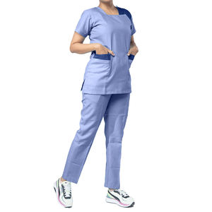 Uniforme d'hôpital de soins infirmiers médicaux de la meilleure qualité femme unisexe Indigo col en V à manches courtes uniforme de gommage ensembles combinaison sanitaire clinique - Product Image 3
