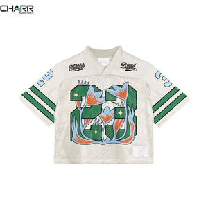 Mode Football recadrée maillot manches rayé sport maille maillot haut court maille Football maillot haut court manches courtes maille - Product Image 3