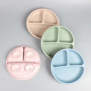 Produits en silicone personnalisés Eversoul, compatibles micro-ondes et lave-vaisselle, assiettes rondes à ventouses pour tout-petits, assiettes divisées en silicone pour bébé - Product Image 3