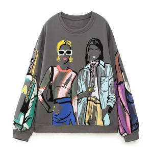 Sudaderas de mujer de diseño personalizado, camisetas holgadas de cuello redondo, jersey de manga larga, sudaderas informales de lana - Product Image 6