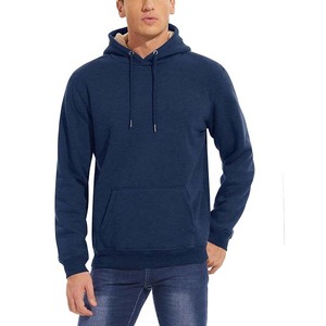 Mens Sherpa Lined Crew Neck Winter Loose Fit 100% Cotton Warm Windproof Pullover with Kangaroo Pocket for Leisure Outdoor Hoodie - Product Image 5