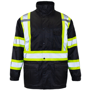 Chaqueta Impermeable de Seguridad de Alta Visibilidad, Resistente, Clase II, Reflectante, Hecha de Poliéster, OEM ODM - Product Image 4