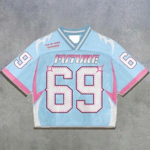 Camiseta corta de fútbol personalizada al por mayor para mujer, camiseta recortada americana con cuello de pico, camiseta de malla por sublimación, Camiseta corta 2026 - Product Image 2