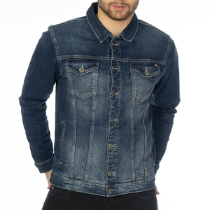 Chaqueta vaquera para hombre hecha a medida, chaqueta vaquera lisa de invierno azul de algodón para hombre, chaqueta de calle para hombre - Product Image 4