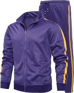 Ropa deportiva atlética para hombre, pantalones de chándal con cremallera completa, logotipo de manga larga, gimnasio, ejercicio, pantalones activos, conjuntos de 2 uds para Primavera, talla XL - Product Image 1