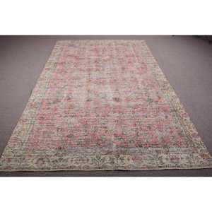 Tapis vintage, grand tapis de 6,2x9,6 pieds, tapis en laine rouge et bleu - Product Image 1