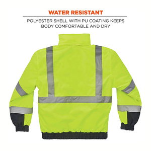 เสื้อแจ็คเก็ตสะท้อนแสงแบบ Hi-Vis พร้อมฮู้ดถอดได้ มาตรฐาน ANSI Class 3 EN ISO 20471 Class 2 กันน้ำ  รับสกรีนโลโก้ พรีเมียม OEM/ODM - Product Image 3