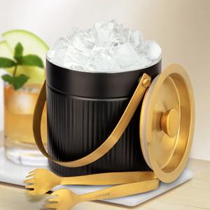 Cubo de Hielo de Doble Pared Aislado de Latón y Acero Inoxidable con Tapa para Mantener el Hielo Congelado, para Uso en Campamentos - Product Image 2