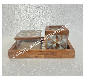 Wooden With Epoxy Resin With Wood Incense Burner Bakhoor Sets Islamic Custom Incense Burner Fragrance Burning From India - Product Image 1